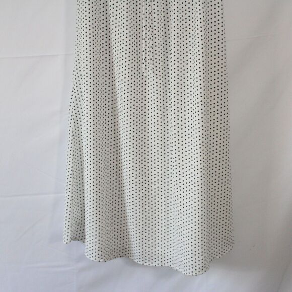 LELIS Long Modest White Black Polka Dot Lined Skirt Size M Medium Elastic Waist - Picture 3 of 8